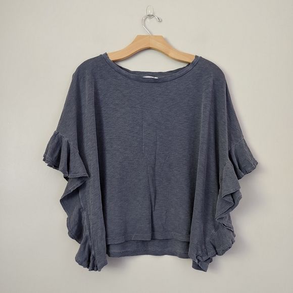 Sundry Ruffle Sleeve Tee Boxy Short Sleeve Top Pima Cotton Size Large - Picture 5 of 15